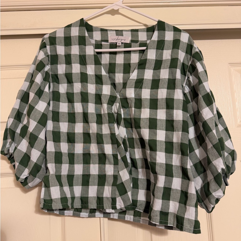 LJC Designs Green gingham Blouse